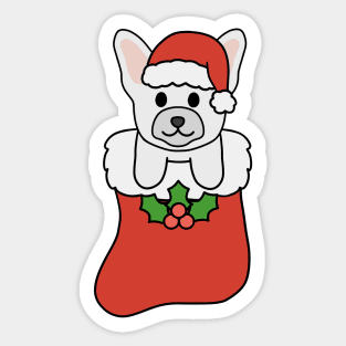 Christmas White French Bulldog Stocking Sticker